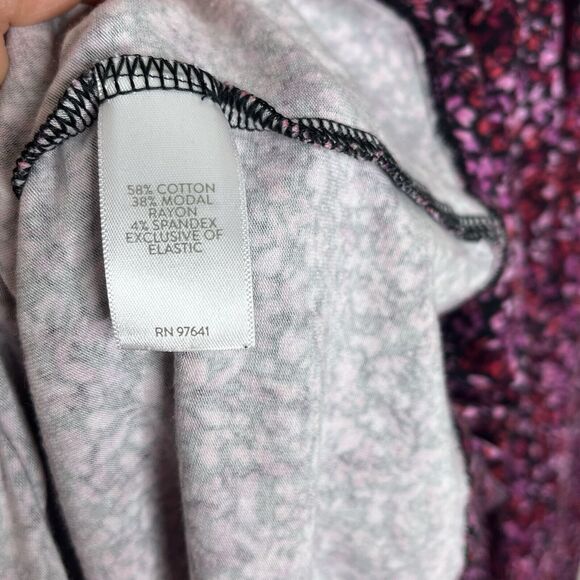 J. Jill Floral Print Long Sleeve High Neck Blouse Knit Top Pink Purple - Picture 6 of 7